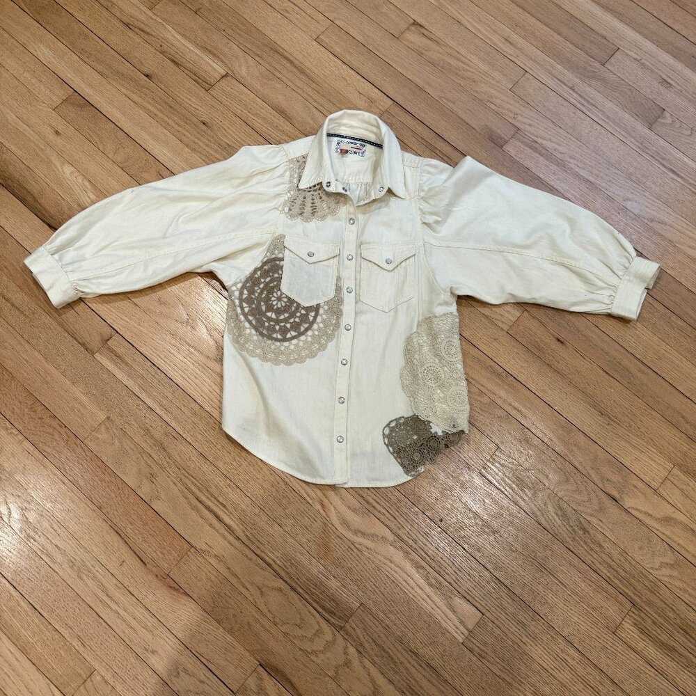 Anthropologie Bohemian Crochet 3/4 Sleeve Button Down NWOT Size XXS - Picture 5 of 7
